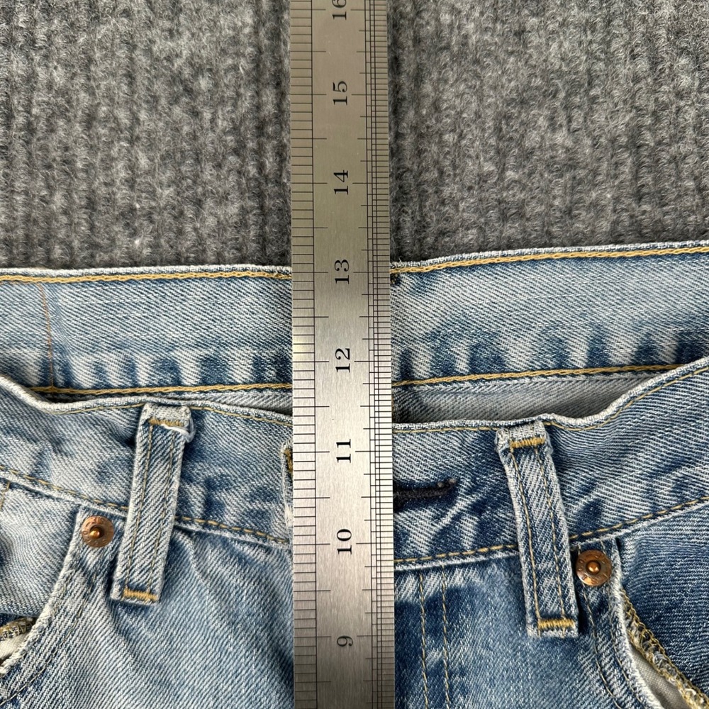 Levi's 505 Mens Regular Fit Straight Leg Jeans Light Wash Blue 34x30 Distressed - Picture 7 of 8